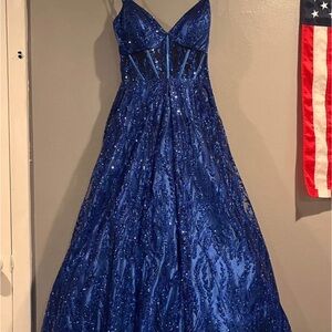Blondie Nites Sparkling Royal Blue Prom Dress